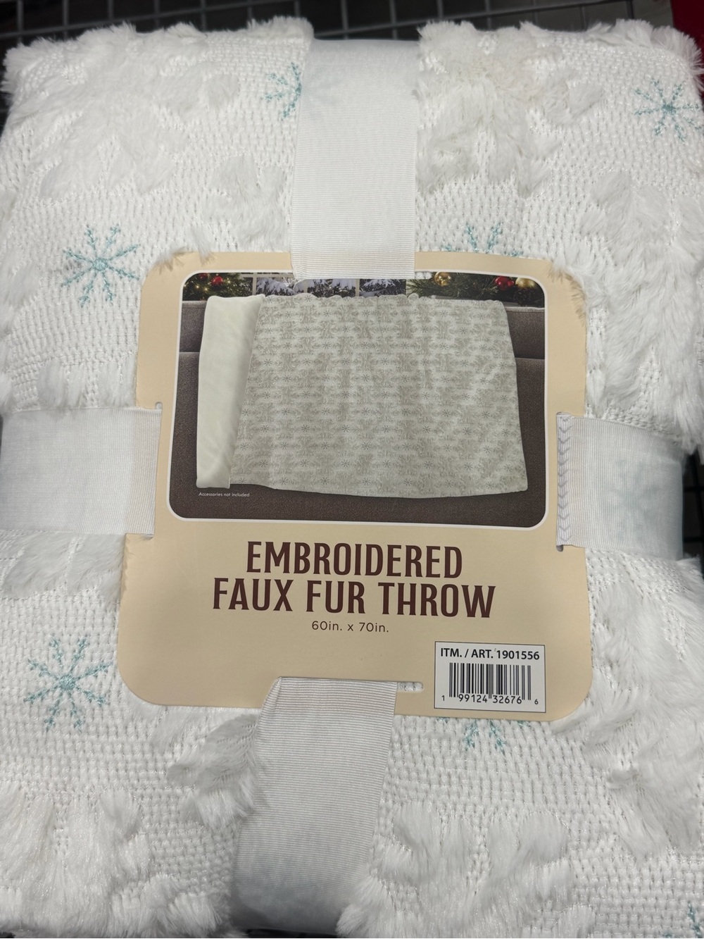 Embroidered Faux Fur Throw Blanket Christmas  snowflake 60inx70in Costco viral